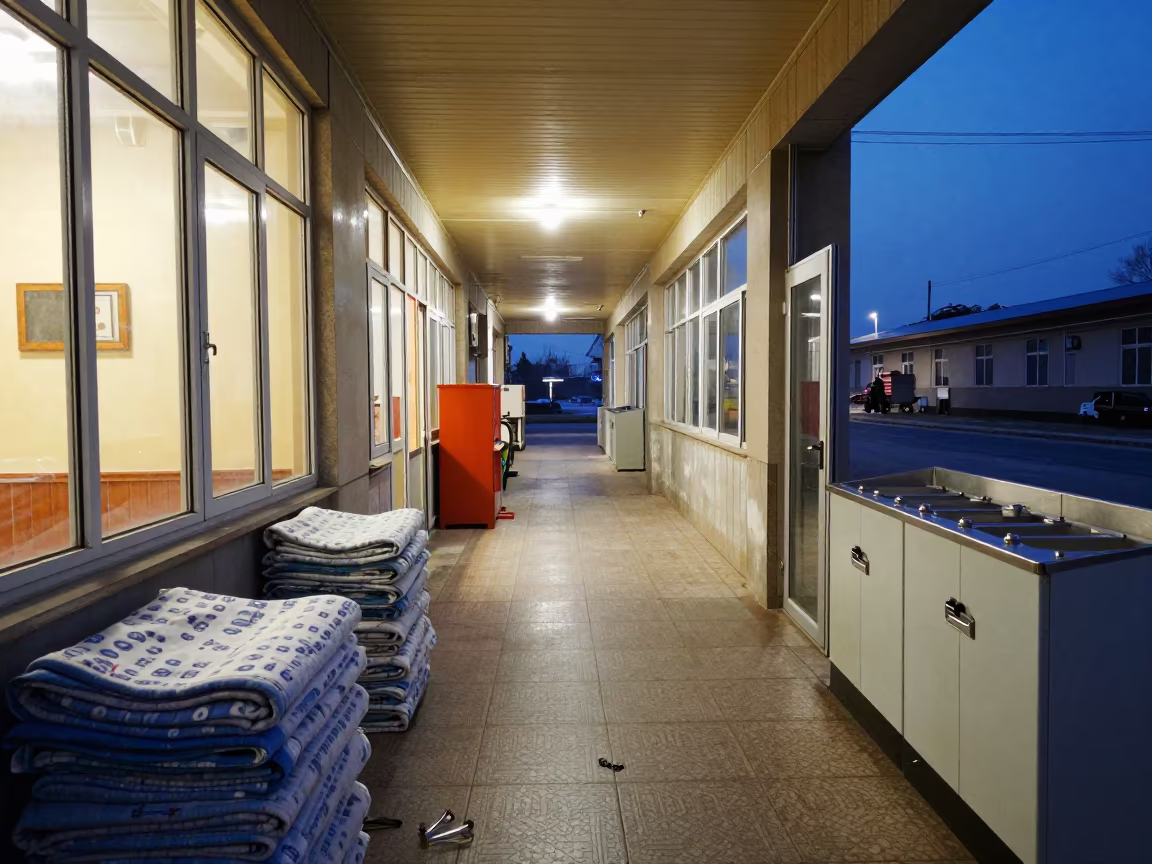 Winter Kennel Corridor Endless Blue Light in at a self-serve dog wash station in Nampo