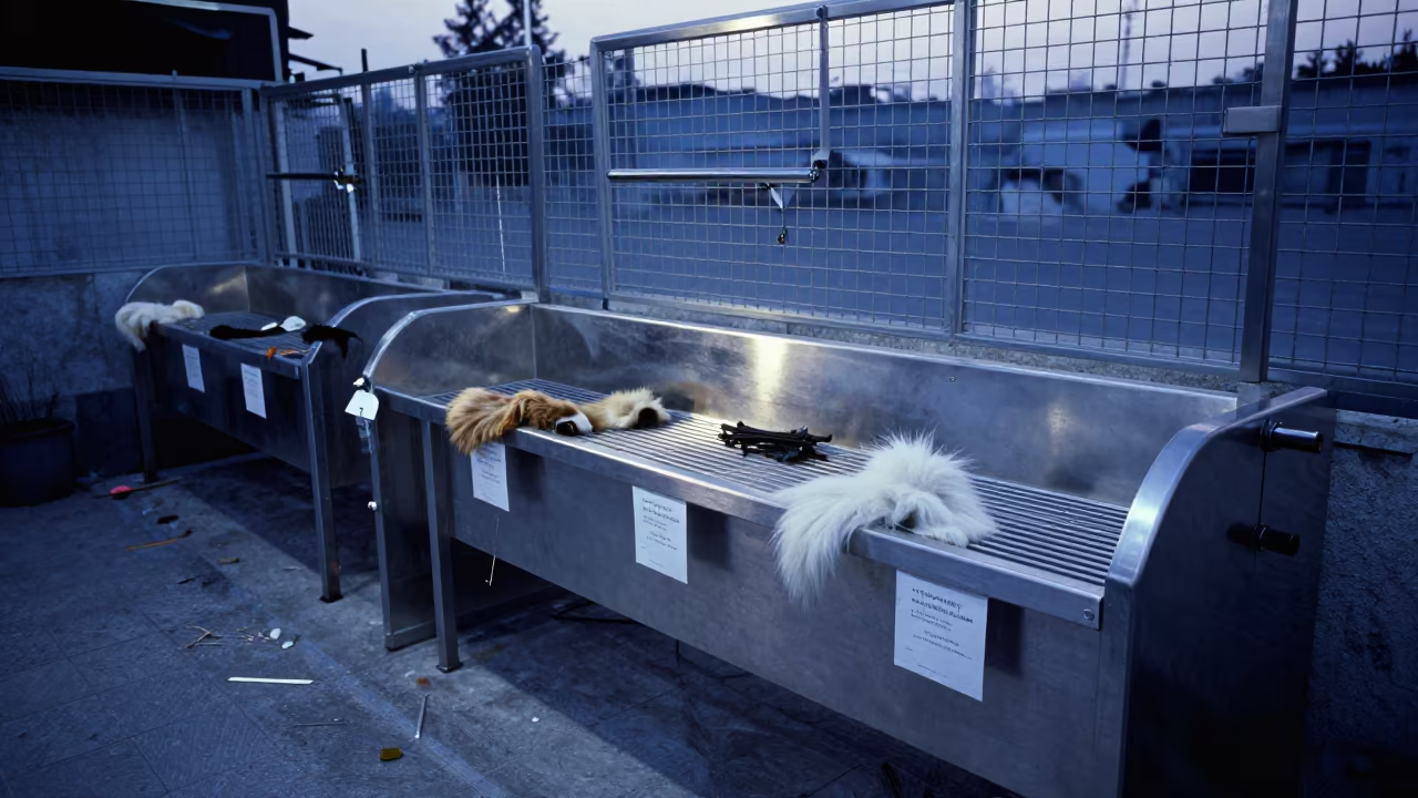Winter Kennel Key Rail Blue Hour Light in inside a grooming bay in Ghaziabad