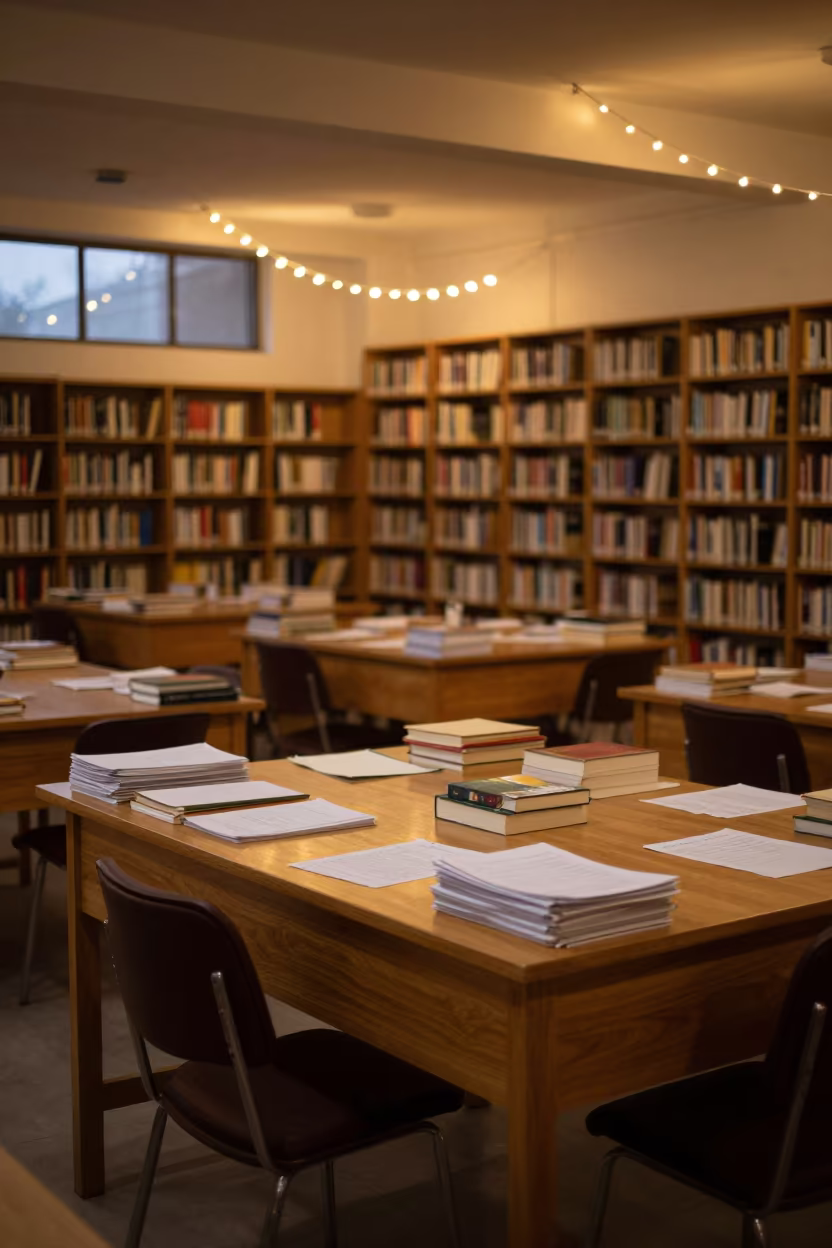 Winter Library Twilight Study in Kanpur Classroom in inside an art classroom in Kanpur