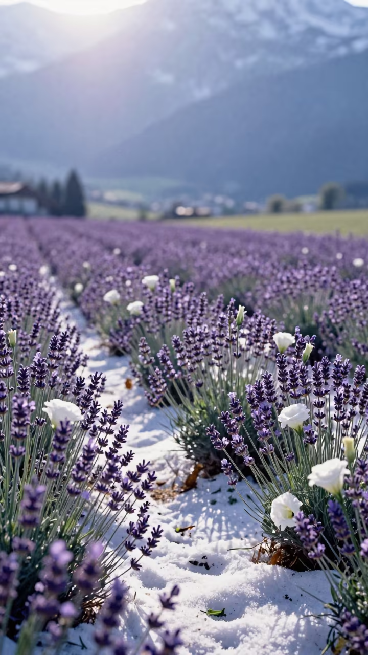 Winter Lisianthus Field in Swiss Meadow in in a bloom-heavy meadow in Switzerland