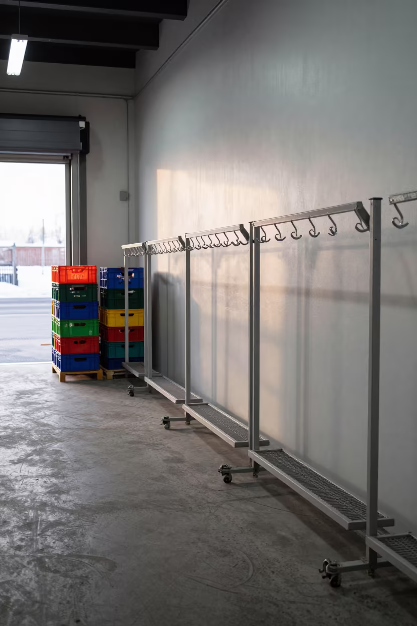 Winter Logistics Aisle with Sodium Glow in inside a distribution center pick aisle near Olmaliq
