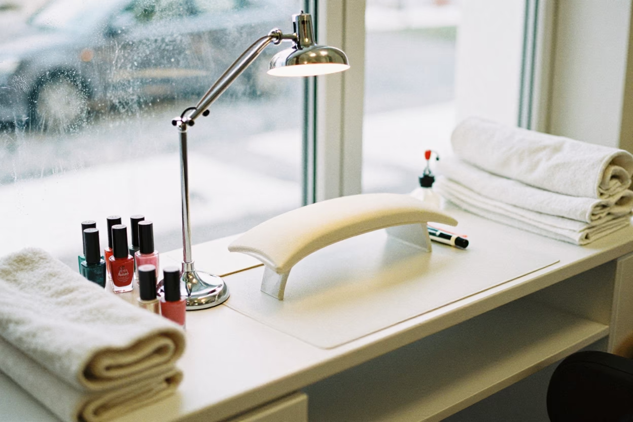 Winter Manicure Table Cleanup in Bytom Studio in inside a nail studio near Bytom