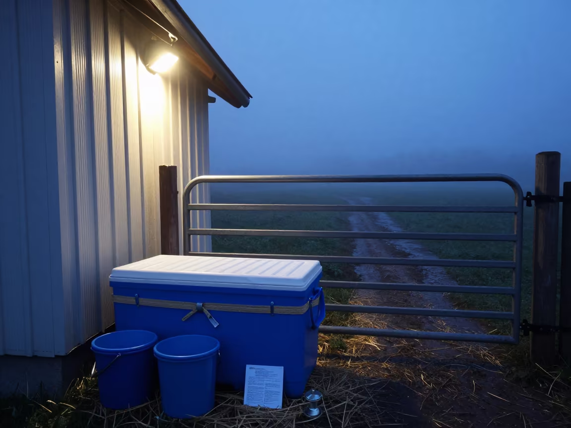 Winter Manure Cooler Silhouette at Twilight in beside a pasture gate in Hungary