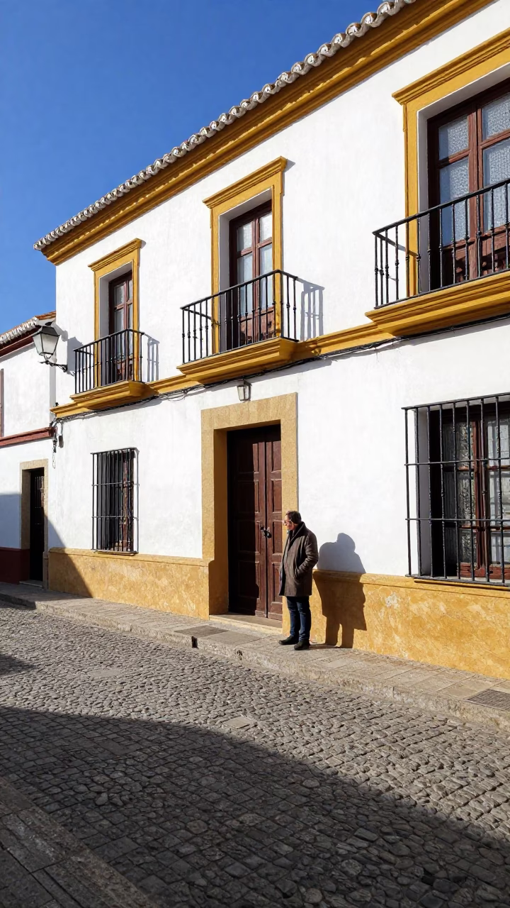 Winter noon in Seville Spain street scene with local details in in Seville, Spain