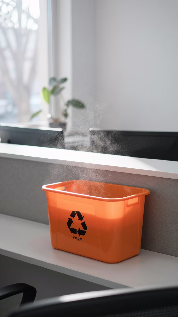 Winter Office Toner Bin at Yozgat Reception in at an office reception desk near Yozgat