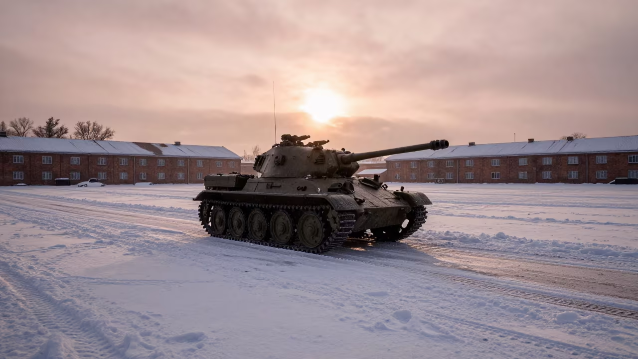 Winter Parade Ground Target Cart Lodz Before Briefing in on a parade ground in Lodz