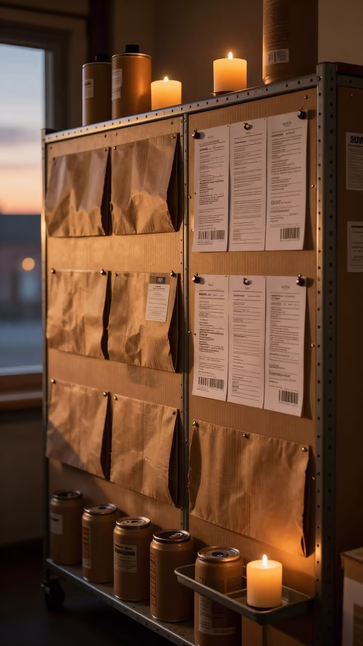 Winter Parcel Sorting Wall at Sunset in at a parcel sorting belt near Rouen