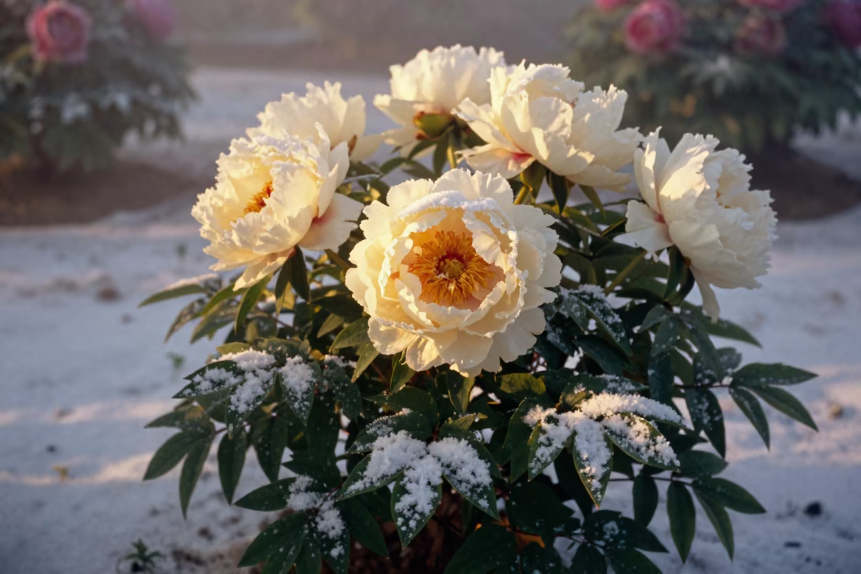 Winter Peonies in Kyrgyzstan Garden in in Kyrgyzstan