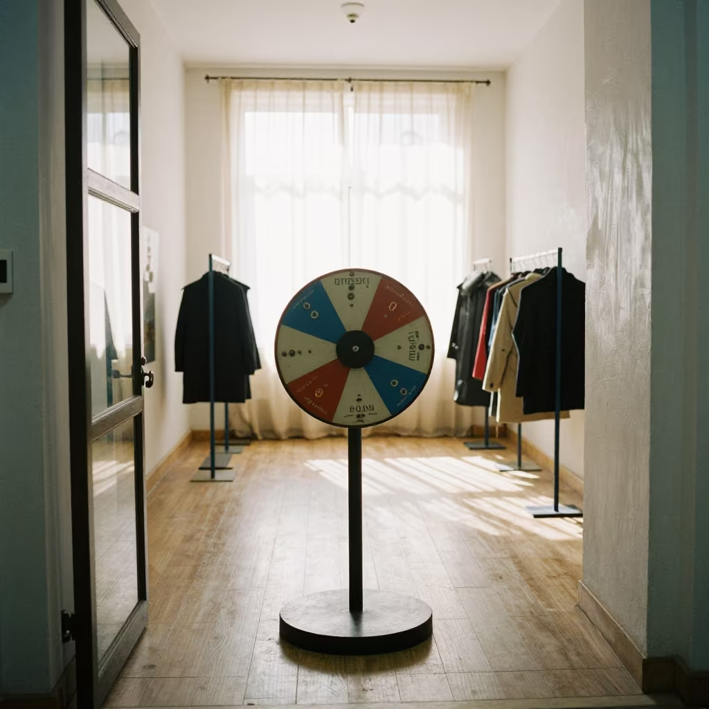 Winter Postcard Spinner at Museum Entrance in inside a fitting room corridor in Batna