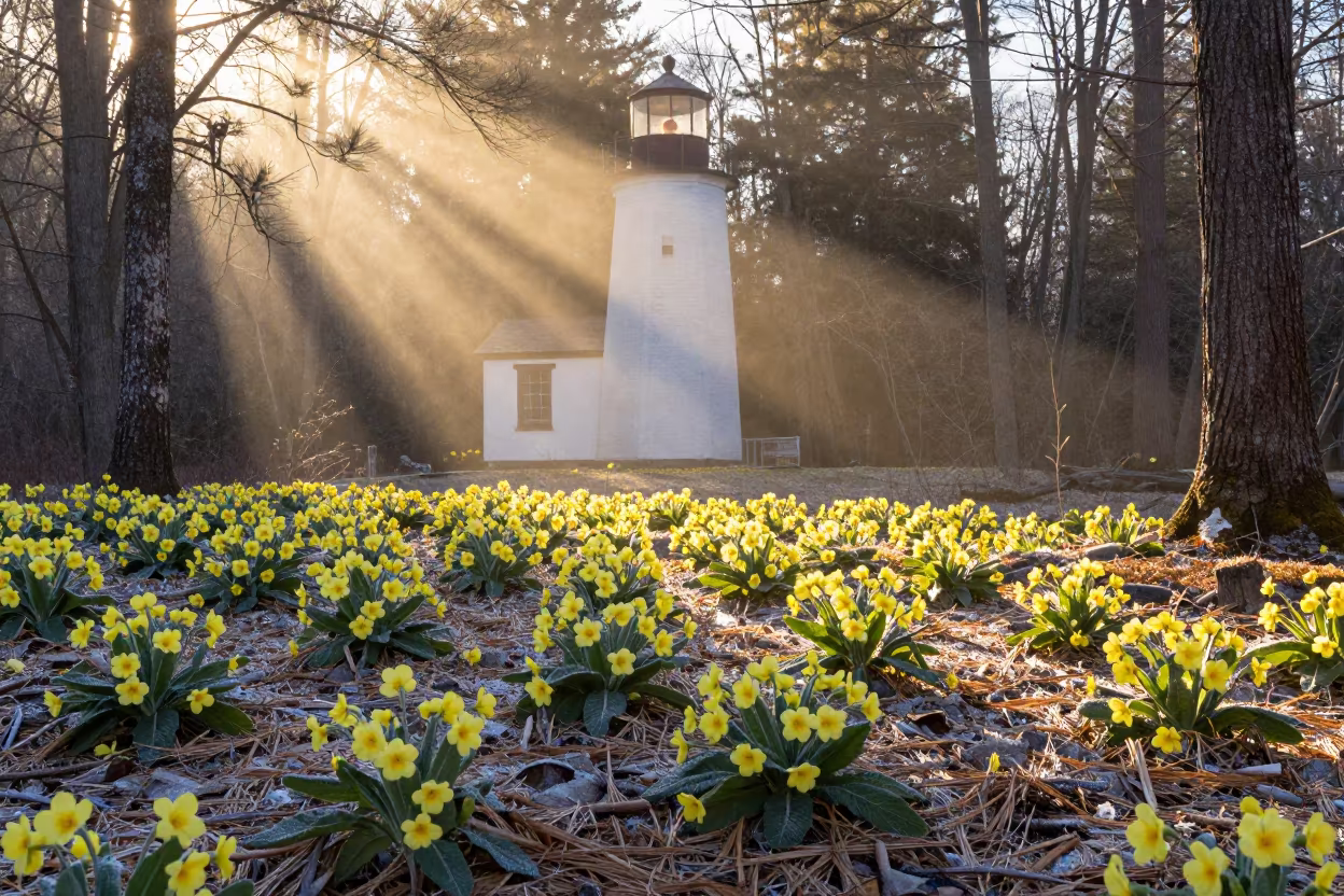 Winter Primroses in Dawn Light New Hampshire in in New Hampshire