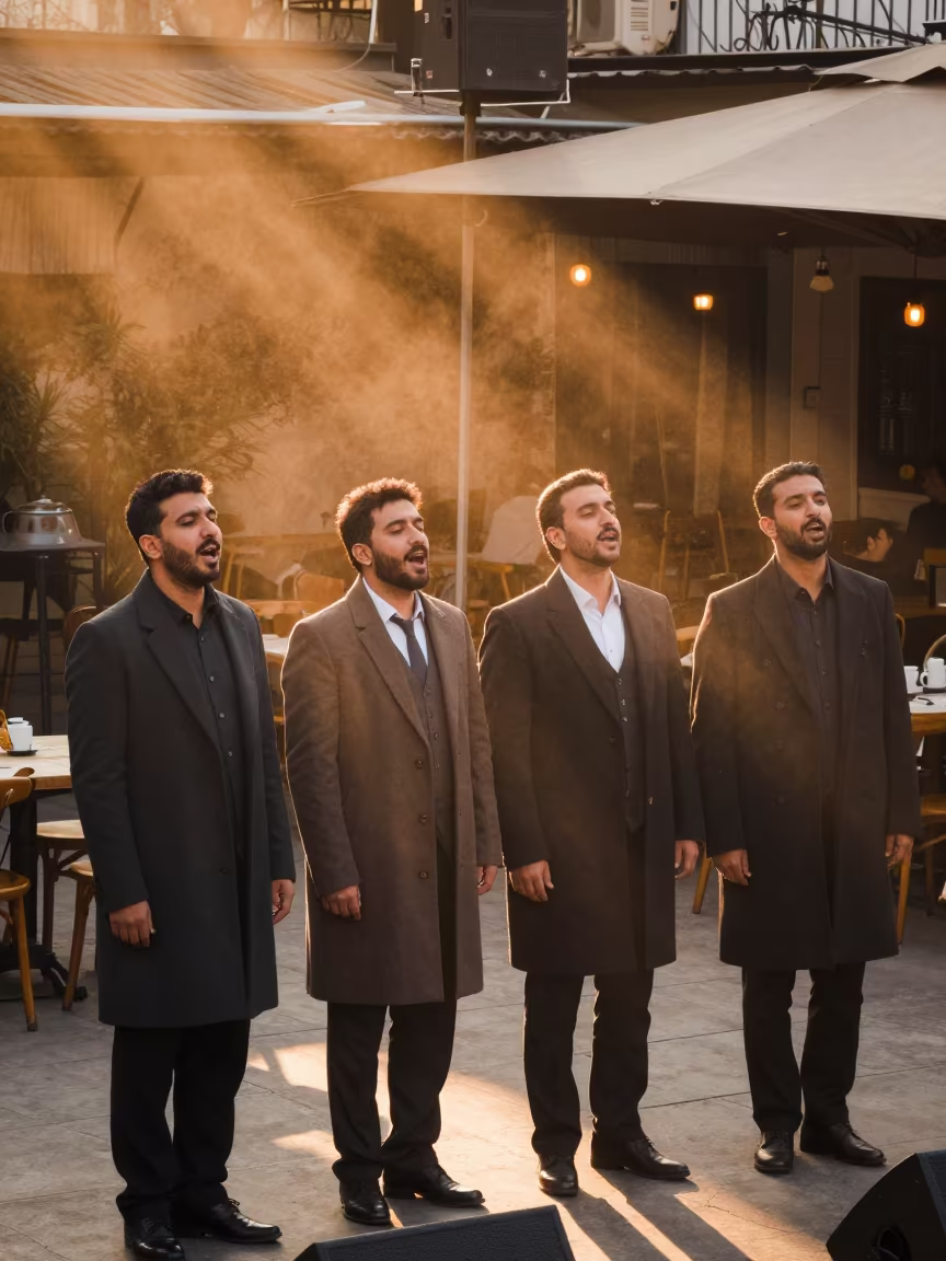 Winter Quartet Harmony Sunset Cafe in on a cafe table by a window in Chishtian