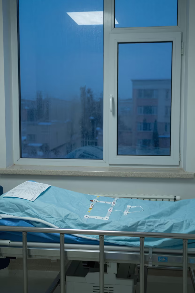 Winter Recovery Bay with Medical Equipment at Twilight in in a surgical prep area in Hohhot