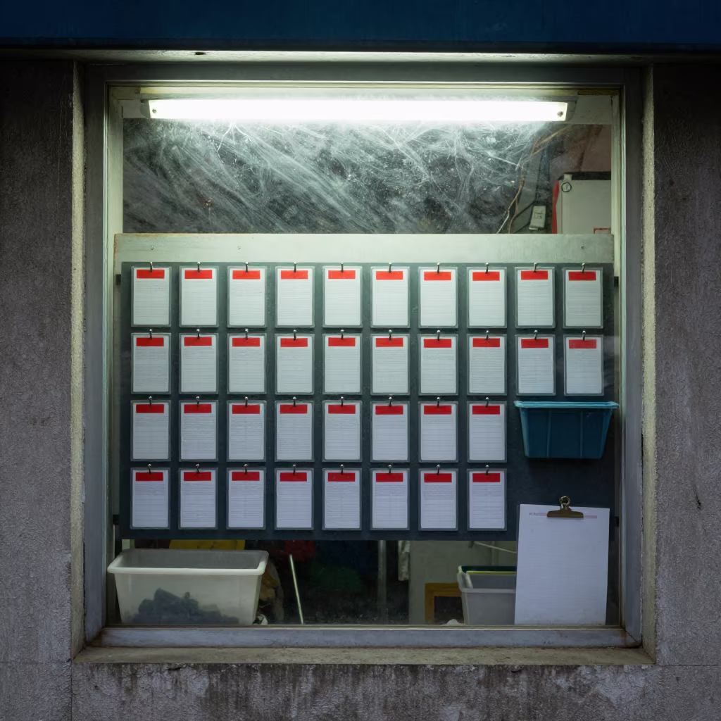 Winter Rental Board with Claim Tags and Bins in inside a storefront prepared for opening near Kandhkot