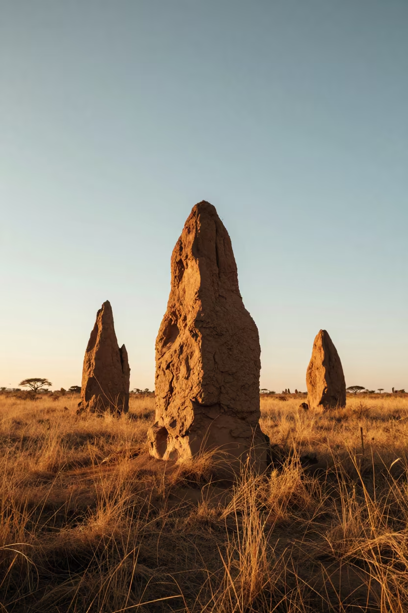 Winter Savanna Termite Mounds Sunset in in Ireland