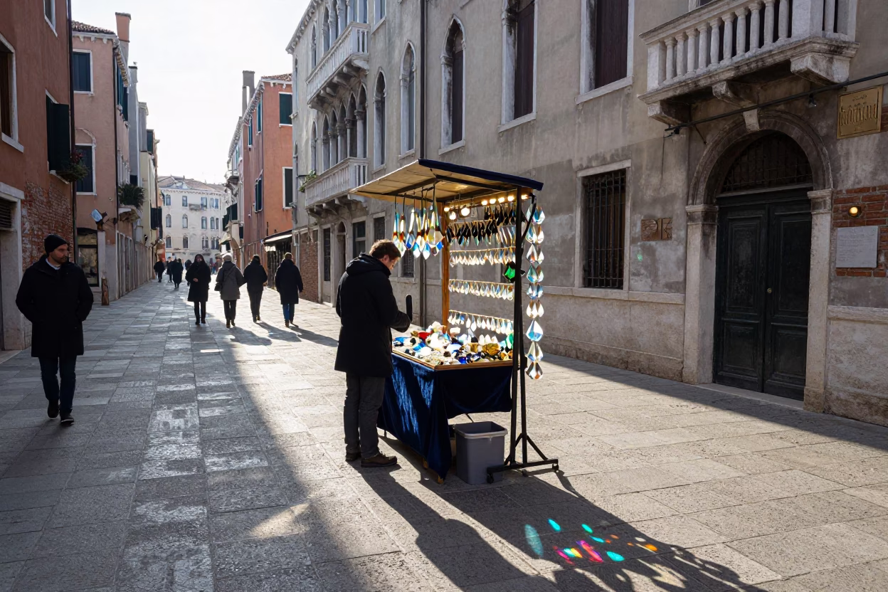 Winter Scene in Venice at Noon Light in in Venice, Italy