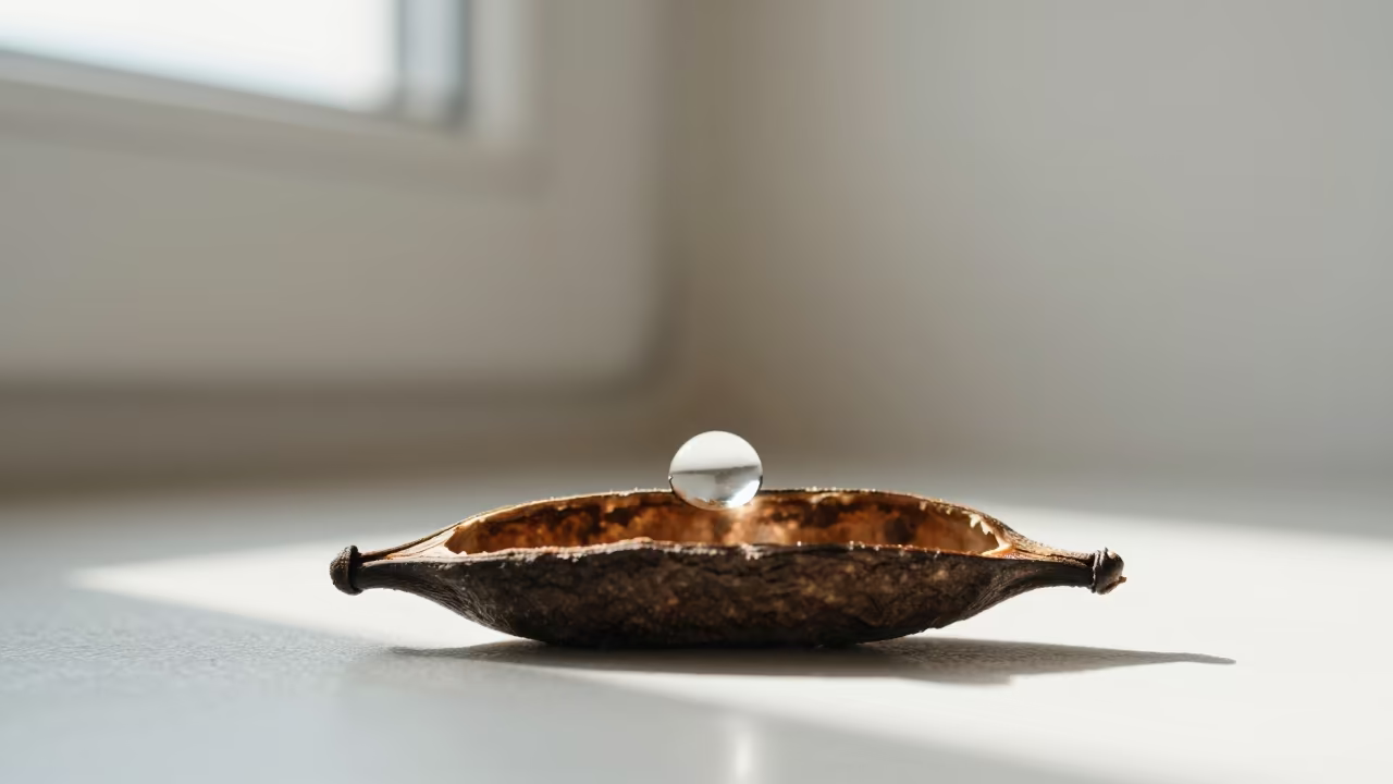 Winter Seed Droplet Macro Ağrı in inside a seed pod split open in Ağrı