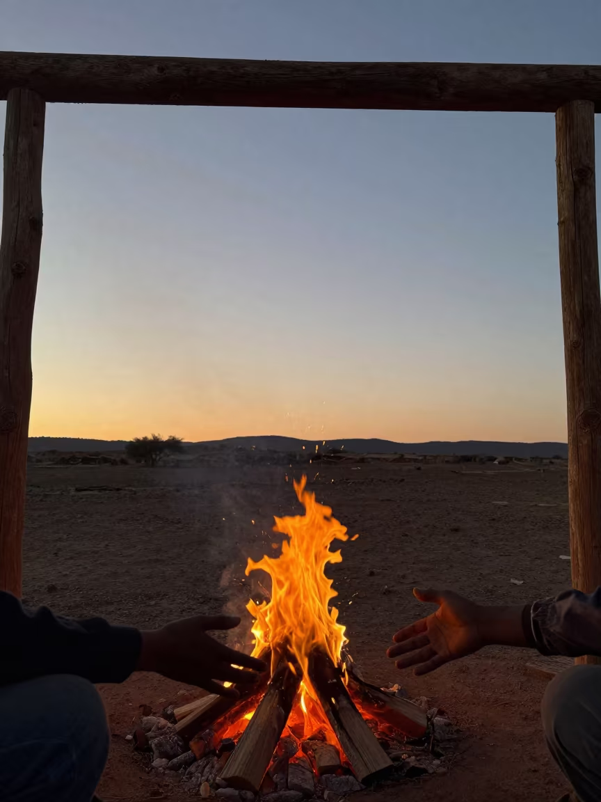 Winter Solstice Bonfire Eritrea Night Sky in under the clearest stretch of sky in Eritrea