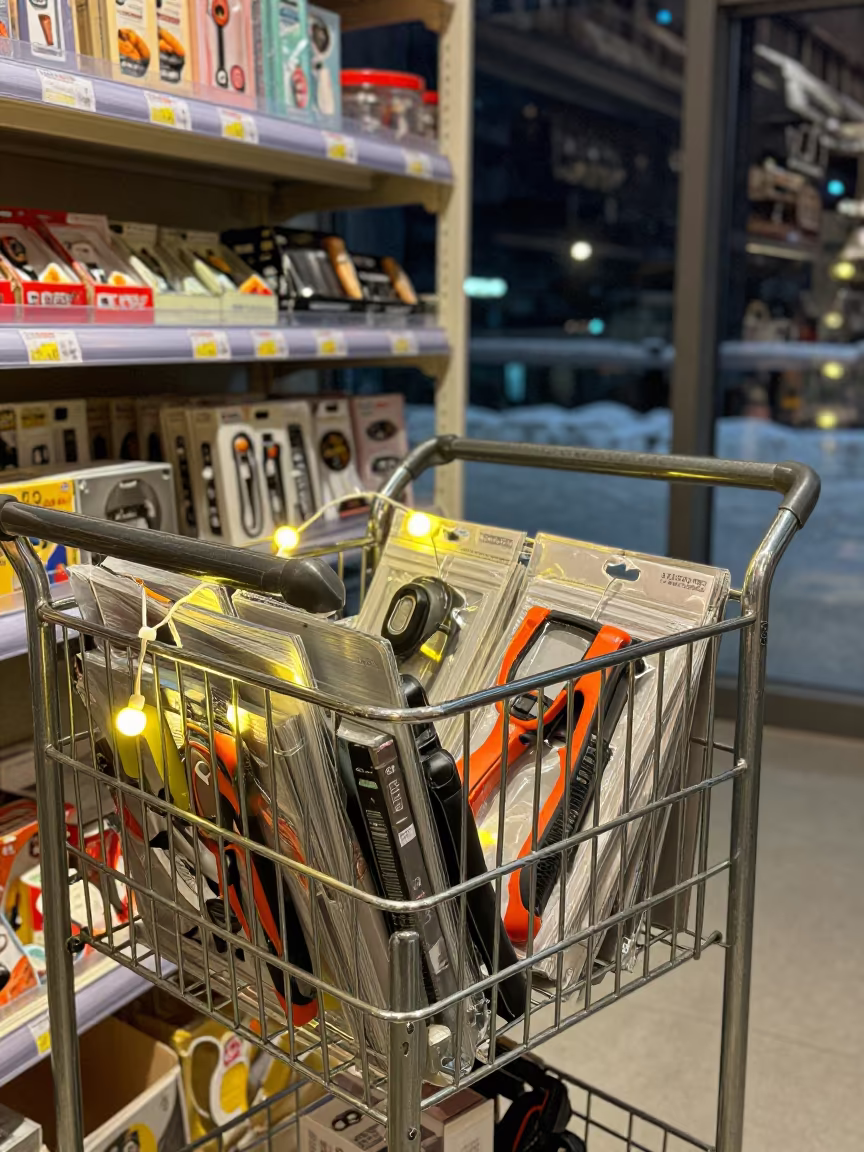 Winter Stockroom Cart Hohhot Store Aisle in inside a store aisle lined with shelf tags near Hohhot