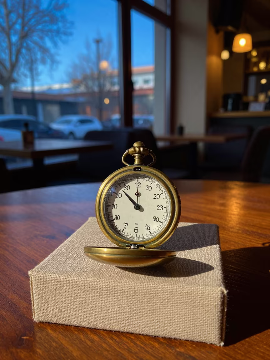 Winter Sundial on Cafe Table in Ulaanbaatar in on a cafe table by a window in Ulaanbaatar