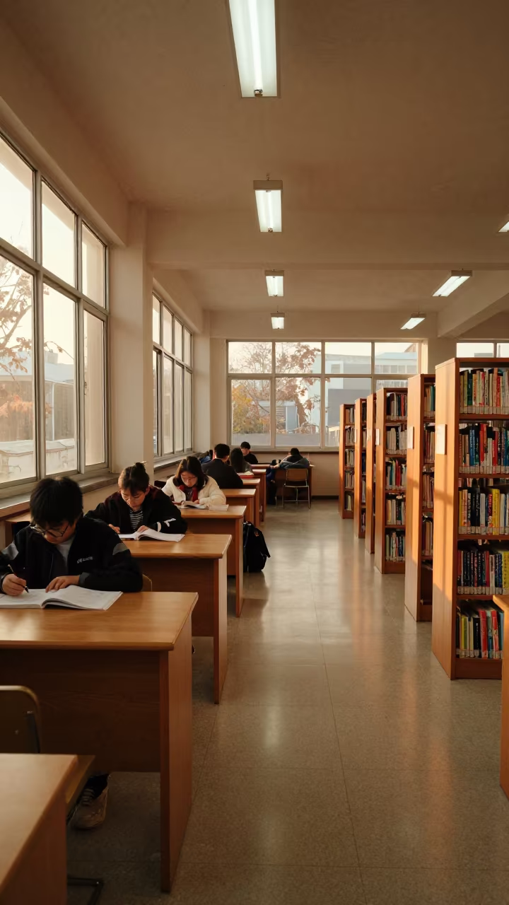 Winter Sunlight in Taoyuan School Library in in a school laboratory in Taoyuan County