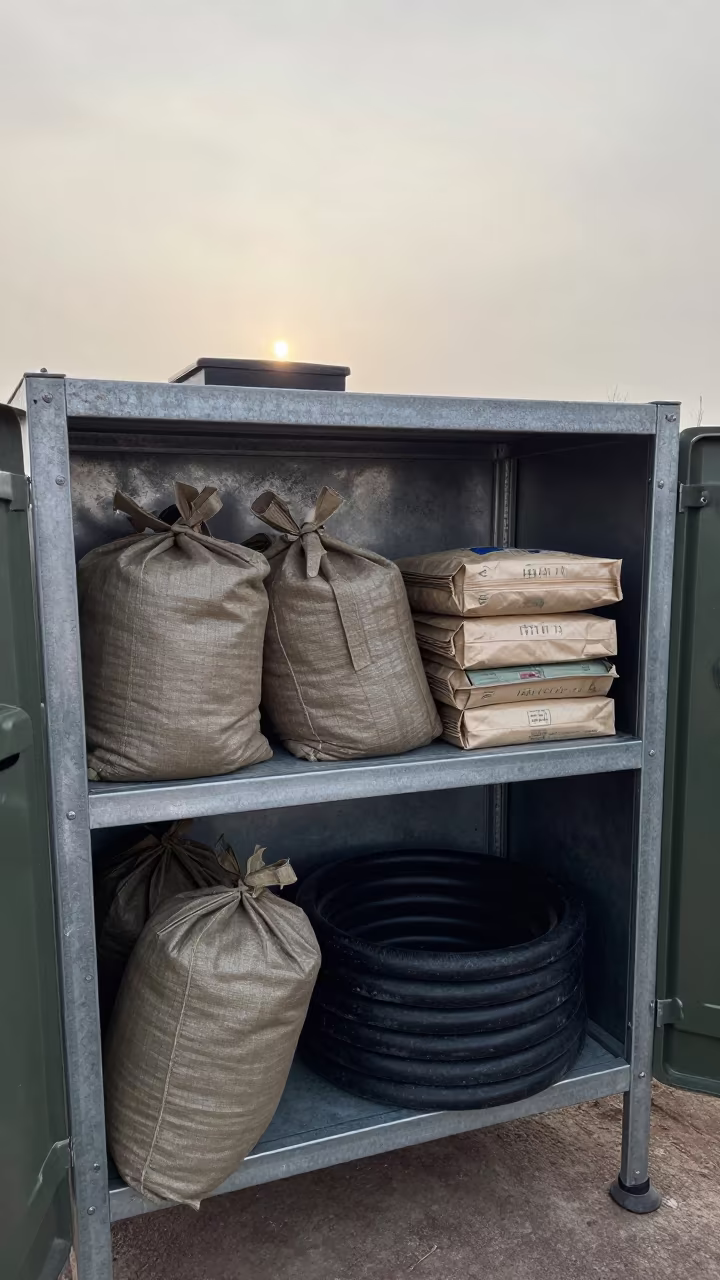 Winter Supply Shelf Inside Qingdao Command Post in inside a command post near Qingdao