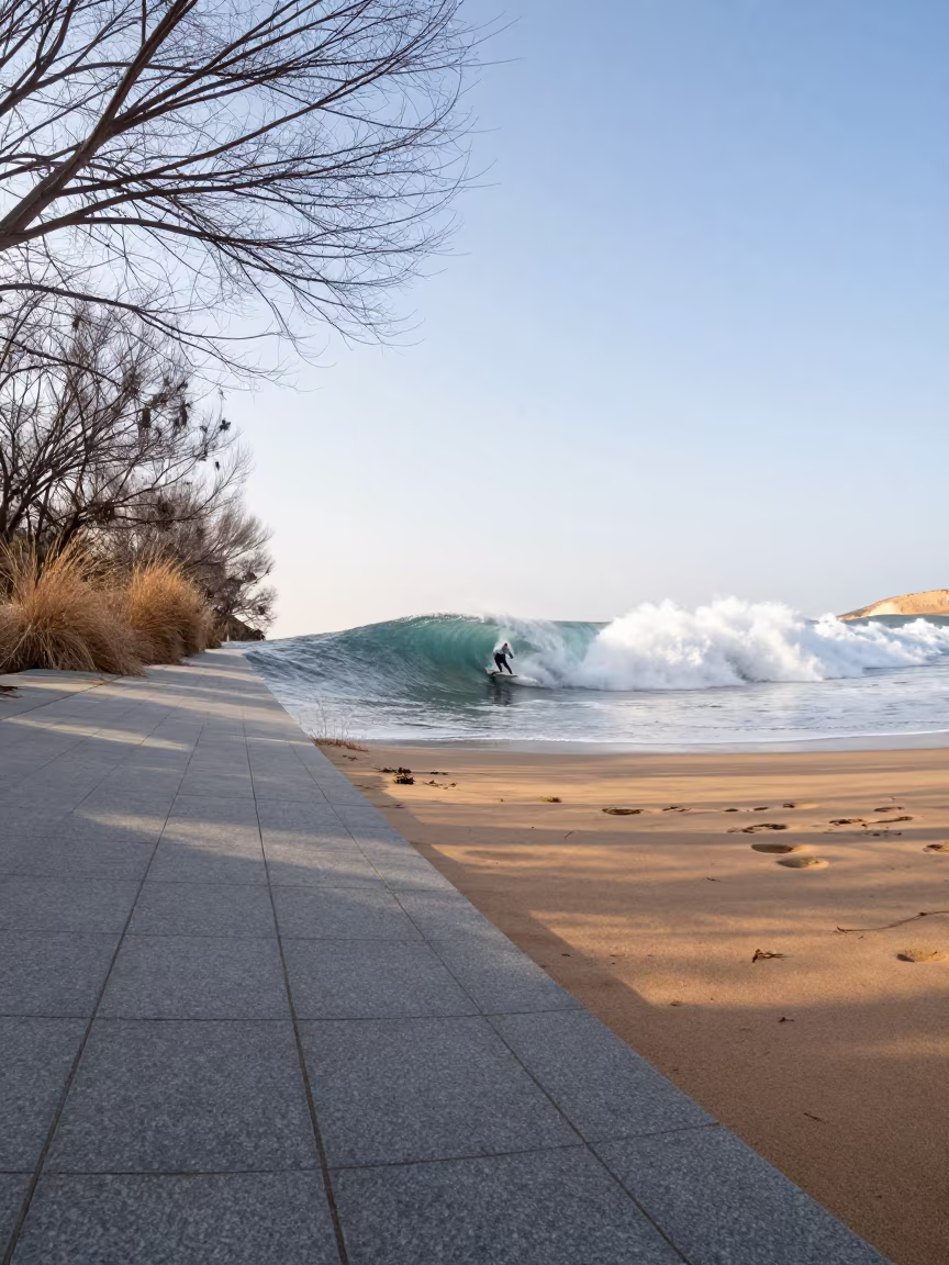 Winter Surfer Barrel Wave Tile Sand Dunes in near open fields near Hanumangarh