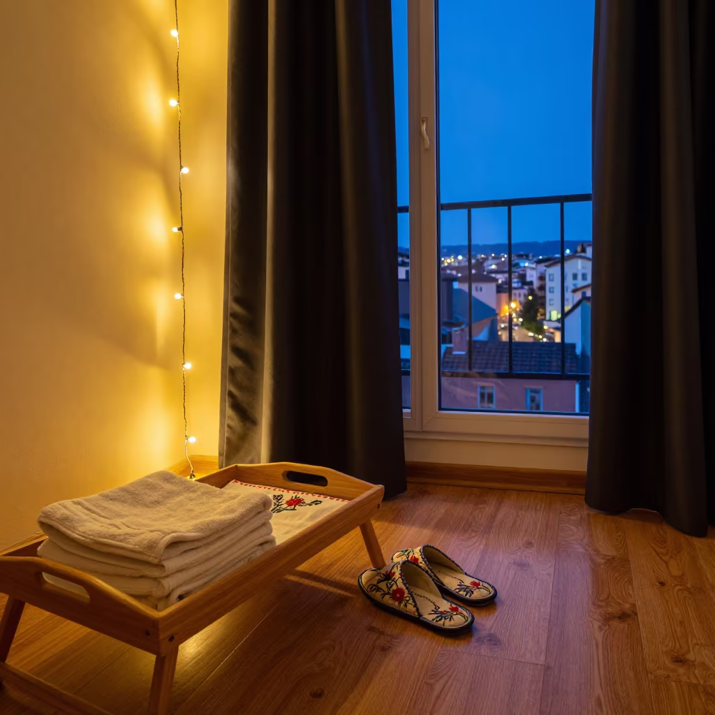 Winter Twilight Guest Suite Turndown Bologna in in a quiet guest corridor in Bologna