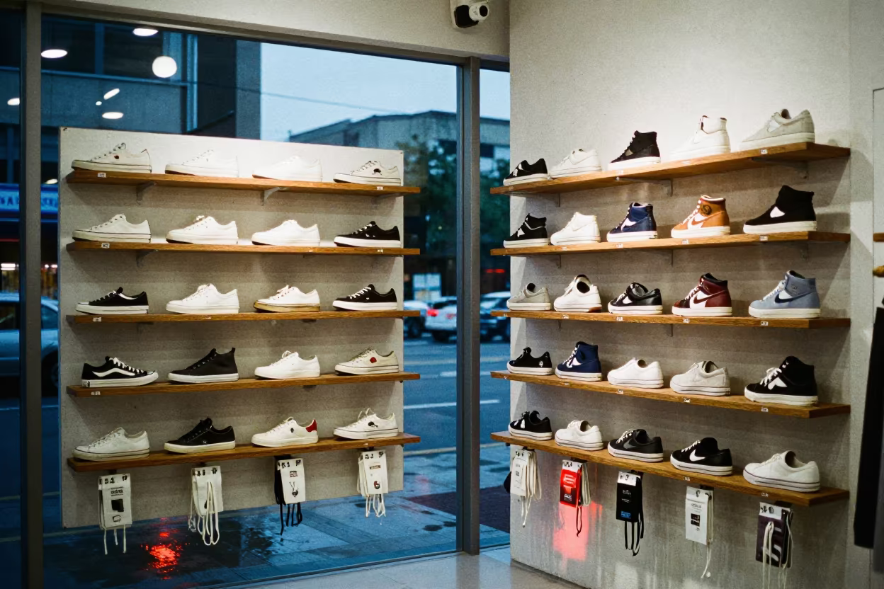 Winter Twilight Sneaker Display Taichung in inside a retail floor display area in Taichung