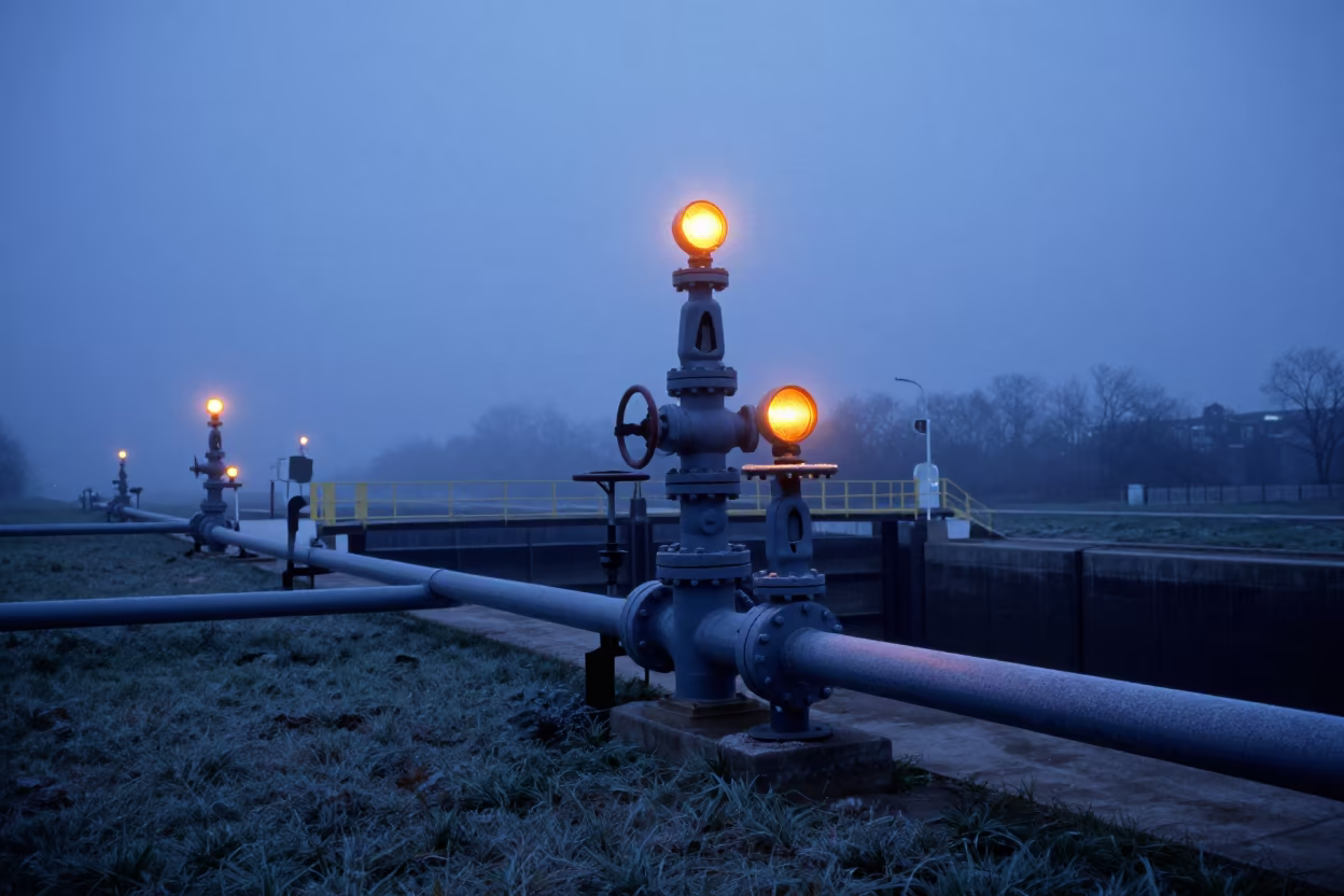 Winter Valve Station at Cincinnati Canal Lock in at a canal lock chamber in Cincinnati