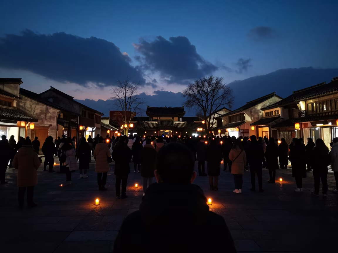 Winter Vigil in Zhujiajiao Square in in a public square near Zhujiajiao, Shanghai