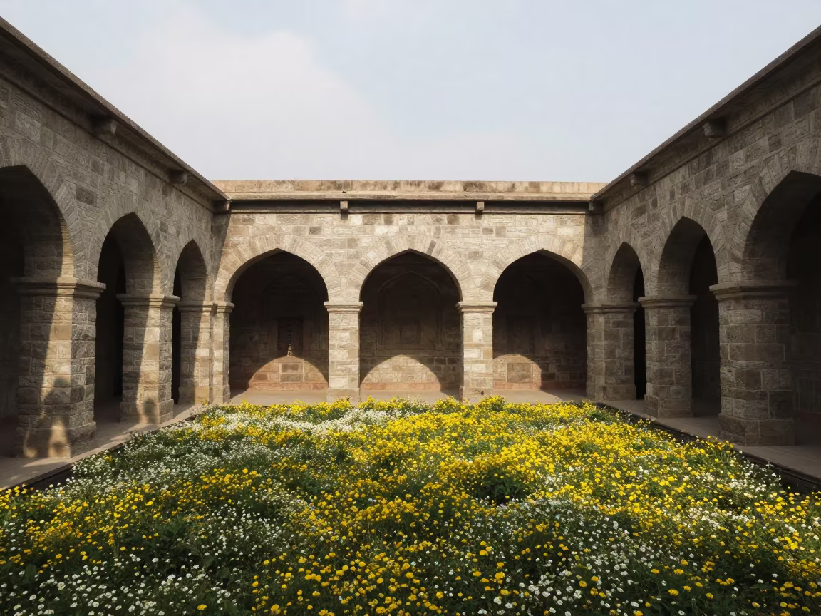 Winter Wildflowers in Ludhiana Stone Atrium in inside a vaulted atrium in Ludhiana