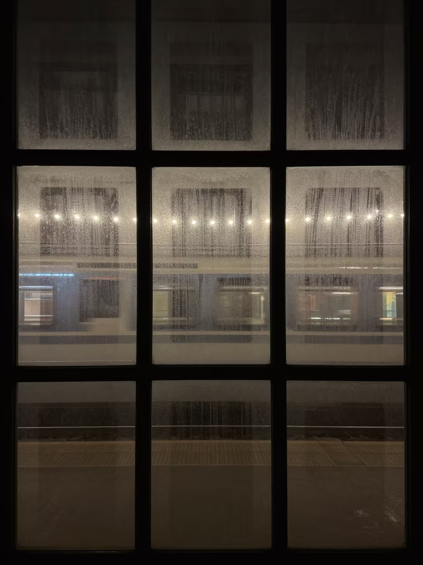 Winter Window Grid Shadows in Breda Terminal in inside a restored train terminal in Breda