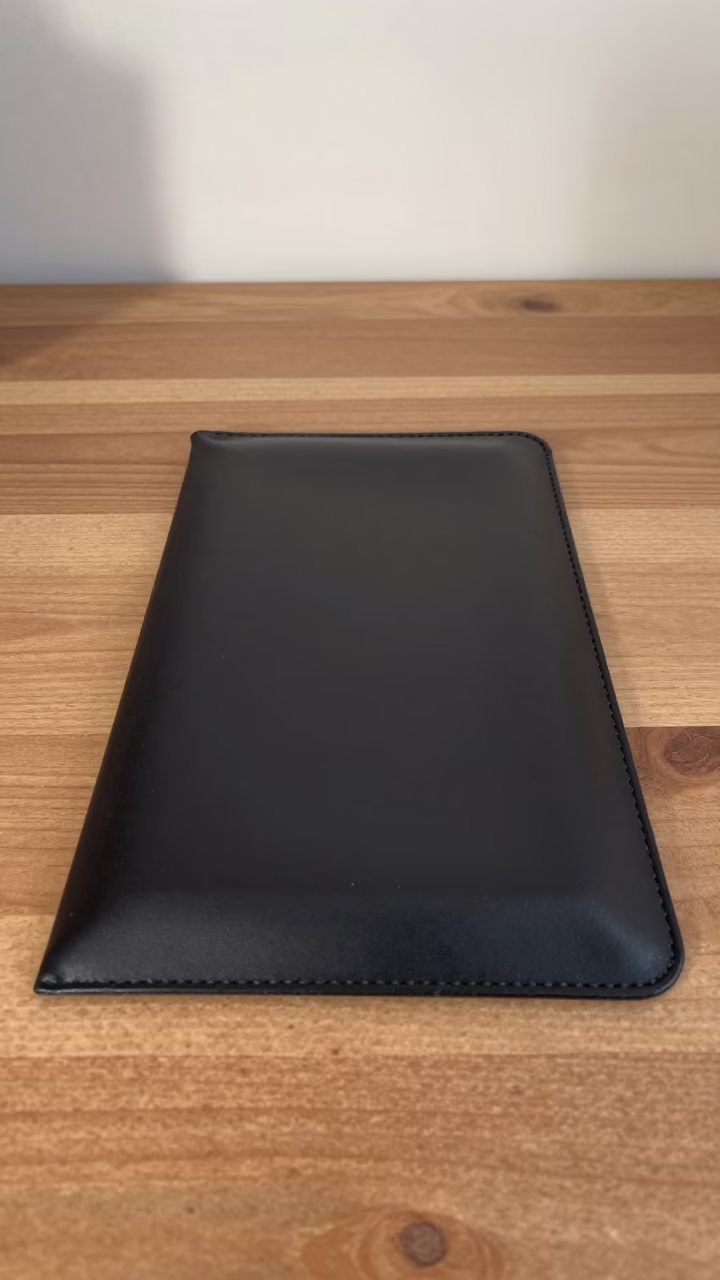 Wipe Card Sleeve on Campeche Workbench in on a wooden workbench near San Francisco de Campeche