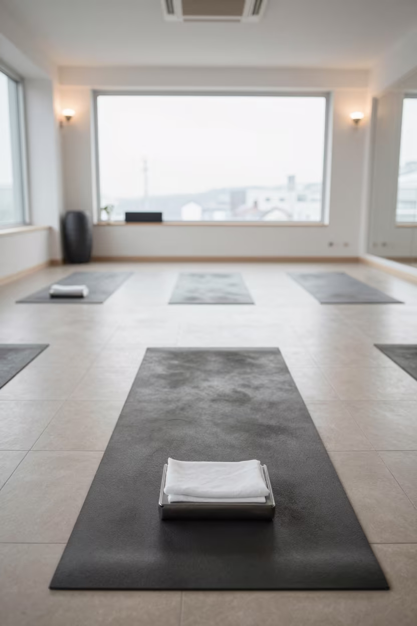 Wipe Station in Busan Yoga Studio Noon in inside a yoga studio before the session begins in Busan