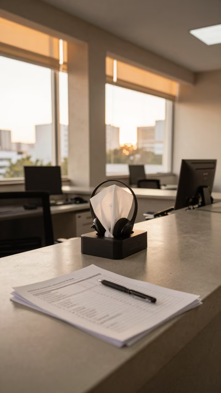 Wipe Station at Rio Reception Desk in at an office reception desk in Gloria, Rio de Janeiro