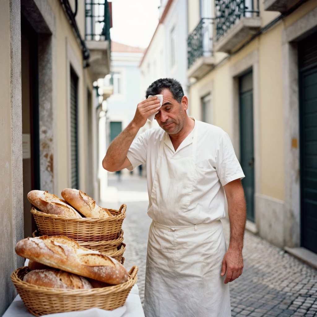 Wiping Brow in Lisbon in in Lisbon, Portugal