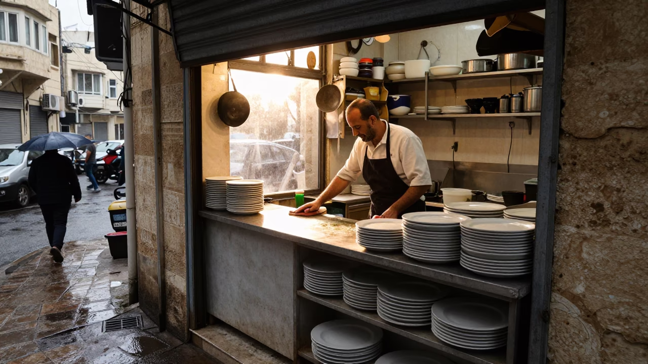 Wiping Counter in Beirut in in Beirut, Lebanon
