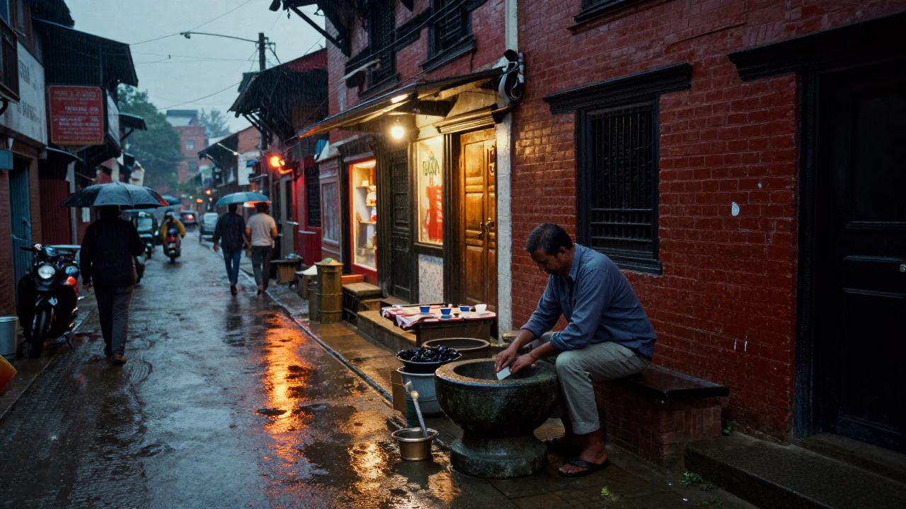 Wiping Counter in Kathmandu in in Kathmandu, Nepal