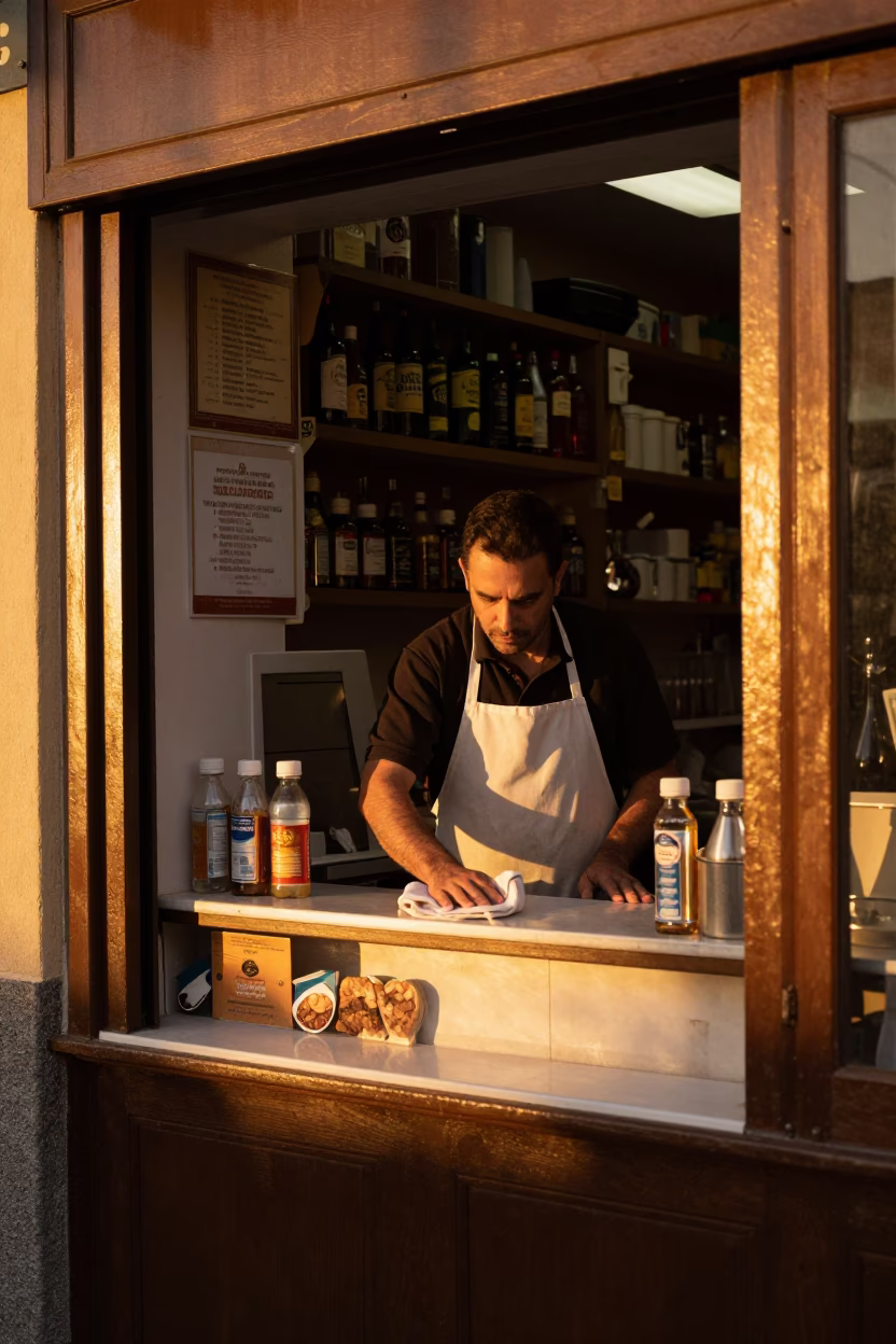 Wiping Counter in Madrid in in Madrid, Spain