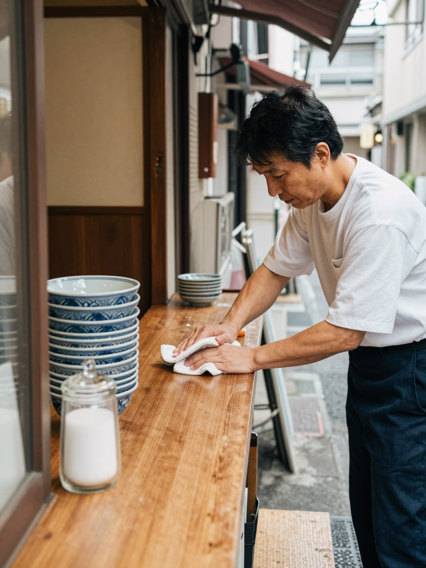 Wiping Counter in Tokyo in in Tokyo, Japan