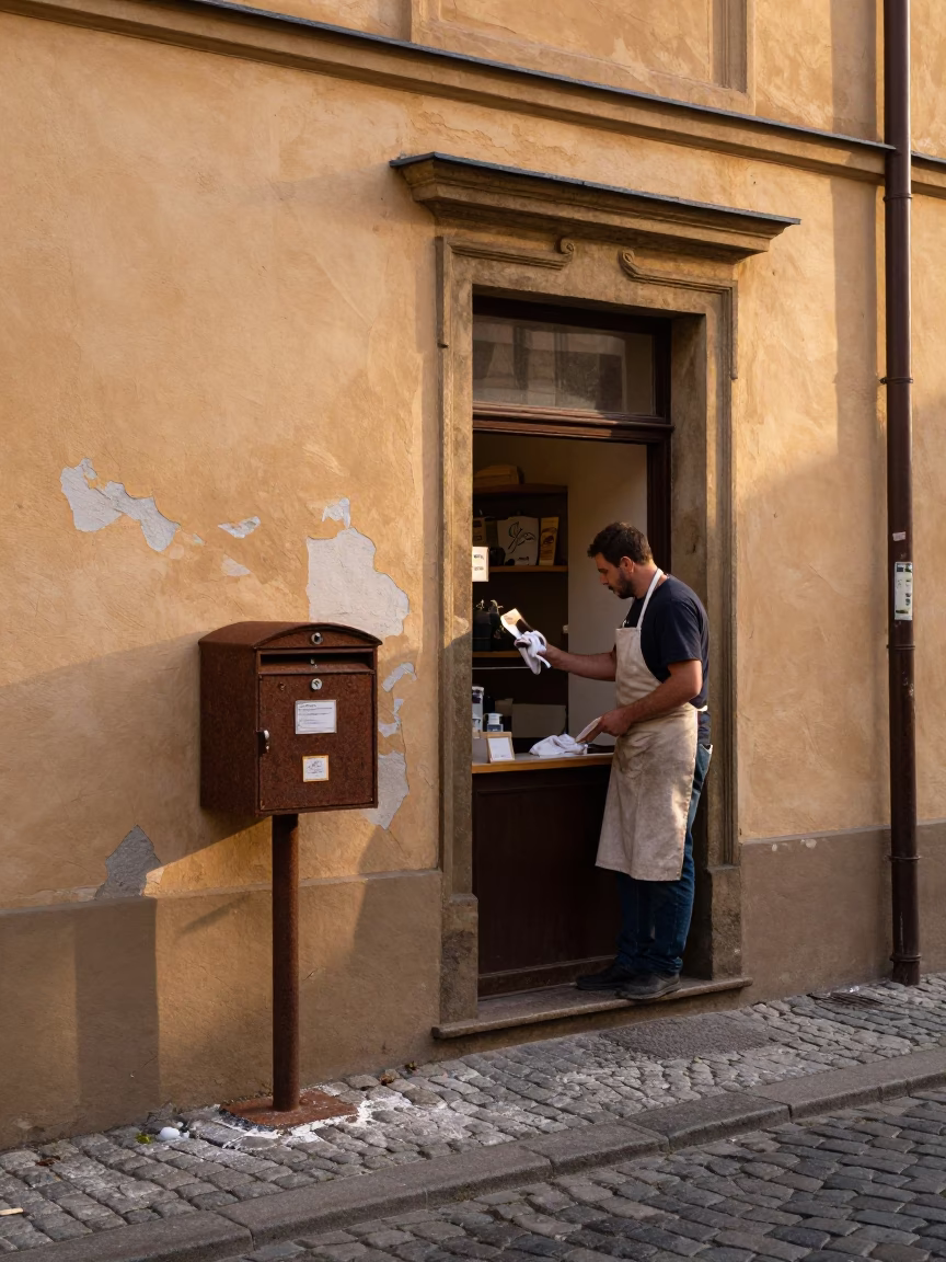 Wiping Flour in Prague in in Prague, Czech Republic