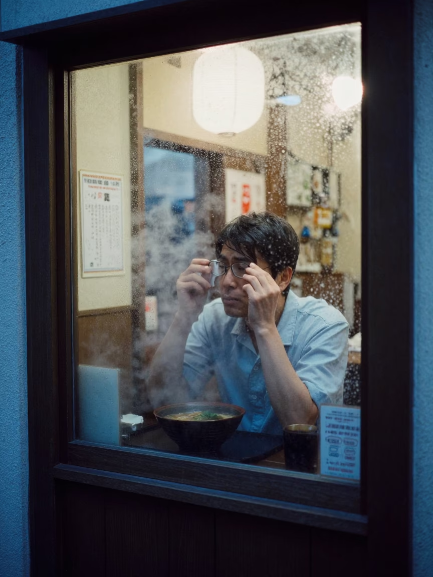 Wiping Glasses in Osaka in in Osaka, Japan