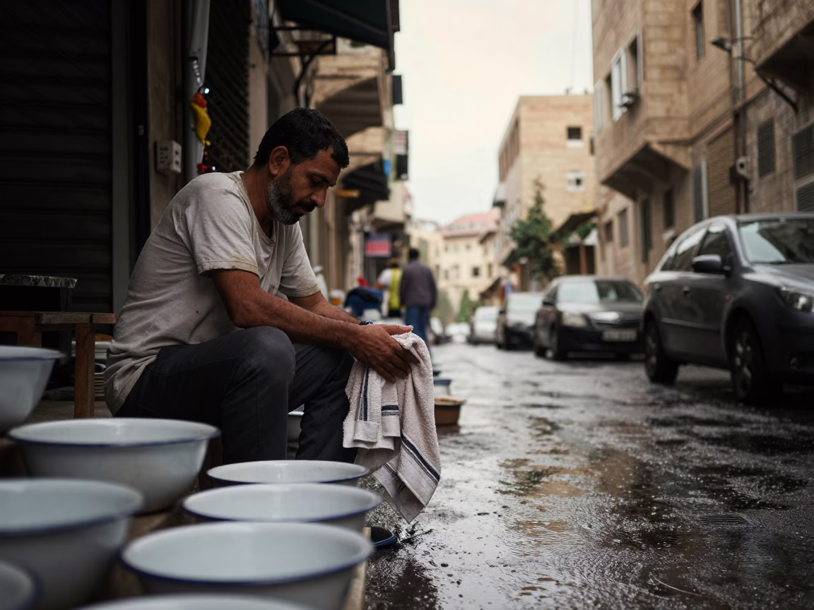 Wiping Hands in Beirut in in Beirut, Lebanon