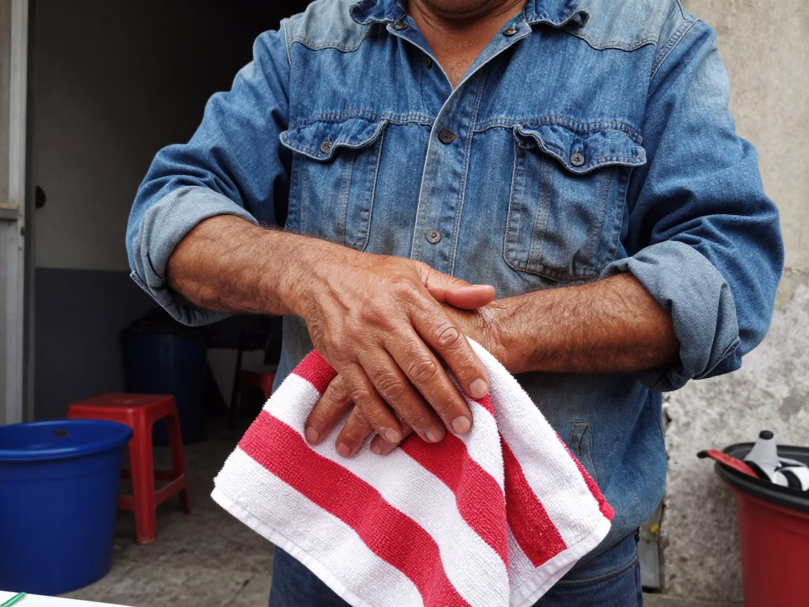 Wiping Hands in Buenos Aires in in Buenos Aires, Argentina