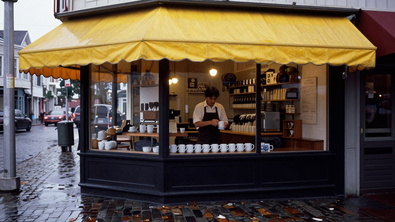 Wiping Mugs in San Francisco in in San Francisco, California, United States