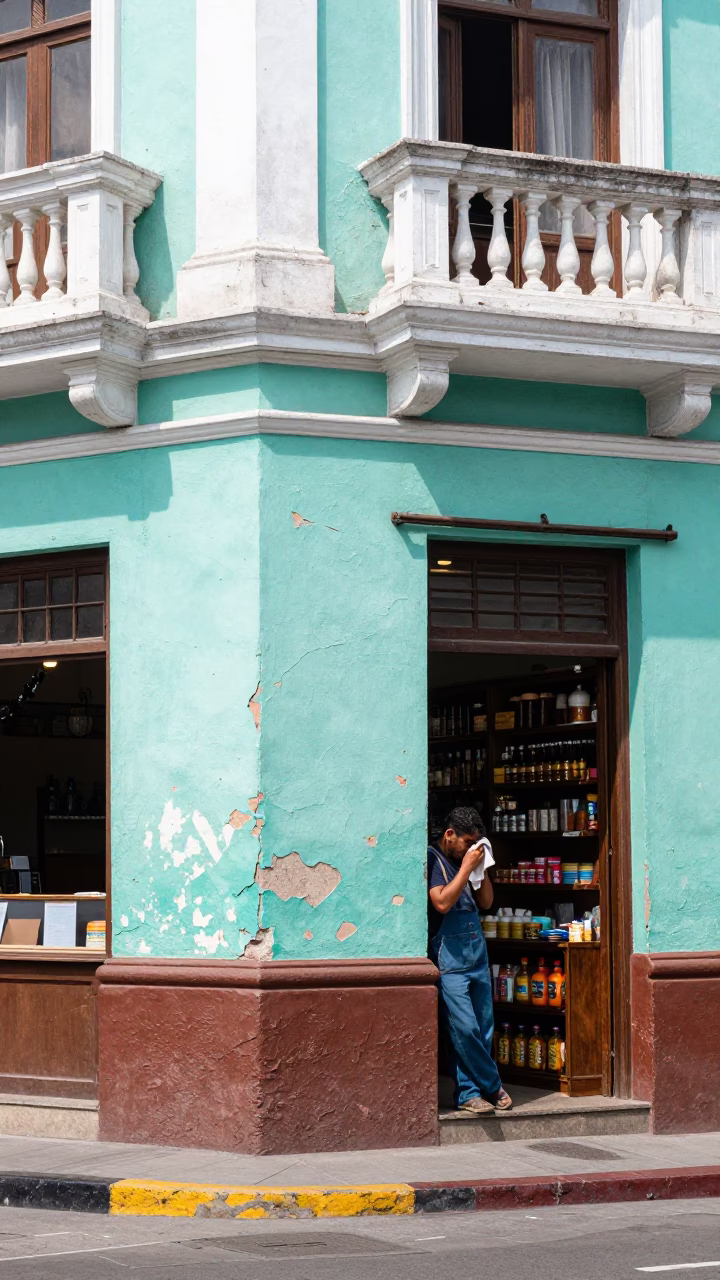 Wiping Sweat in Lima in in Lima, Peru