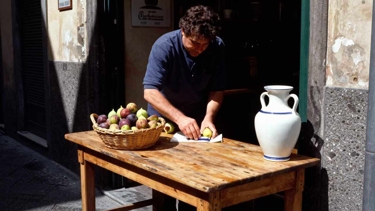 Wiping Table in Naples in in Naples, Italy