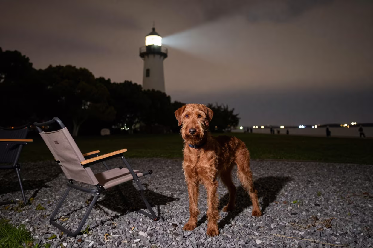 Wirehaired Vizsla Portrait on Suzhou Park Path in along a quiet park path with soft open shade and a clean background in Suzhou