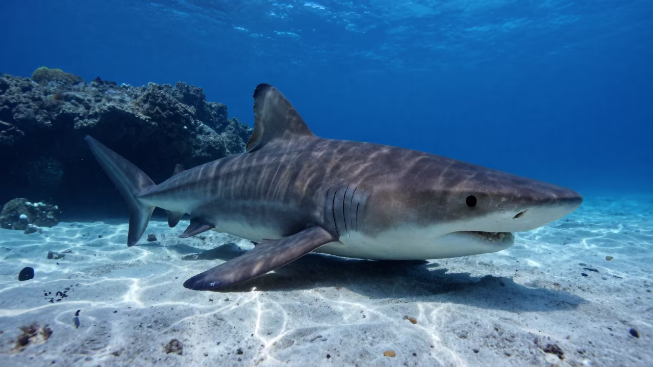 Camouflaged Wobbegong Shark on Reef in beside a reef crevice under clear water near Cairns
