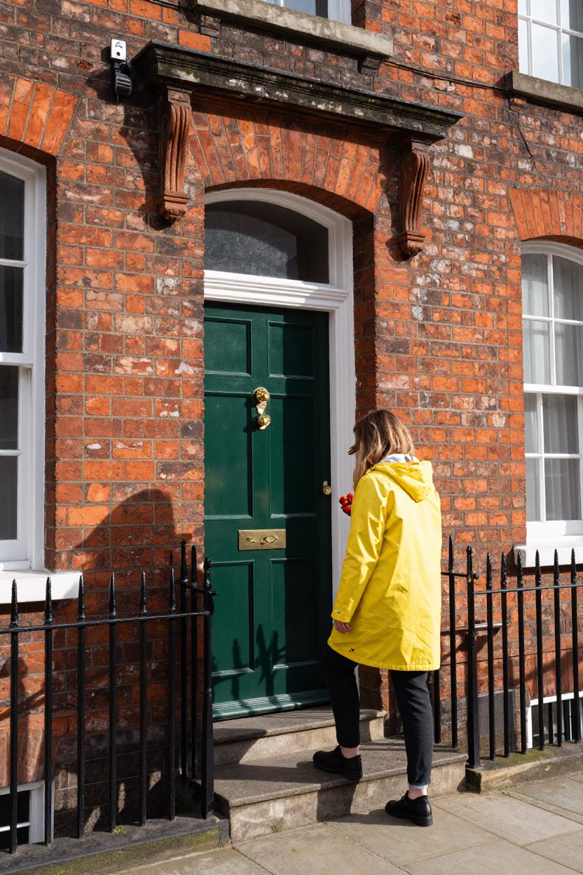 Woman Arriving in Liverpool in in Liverpool, United Kingdom